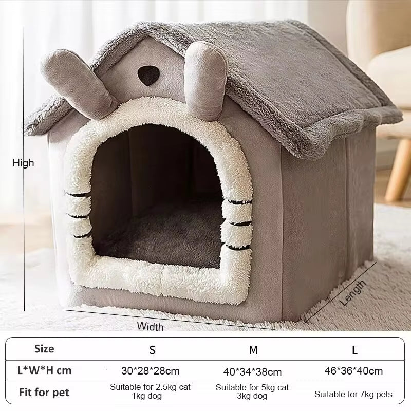 🐶 Indoor Warm Dog House – Soft Pet Bed Tent with Removable Cushion | Cozy Kennel for Small, Medium & Large Pets