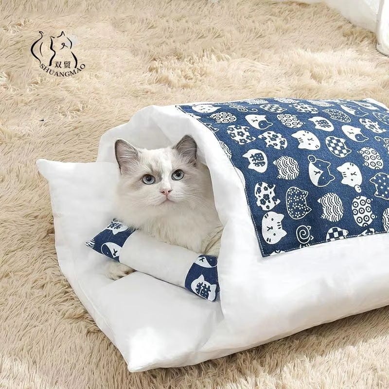 🐾 Removable Winter Warm Pet Bed – 2-in-1 Sleeping Bag, Sofa Mat & Kennel Cushion for Dogs & Cats