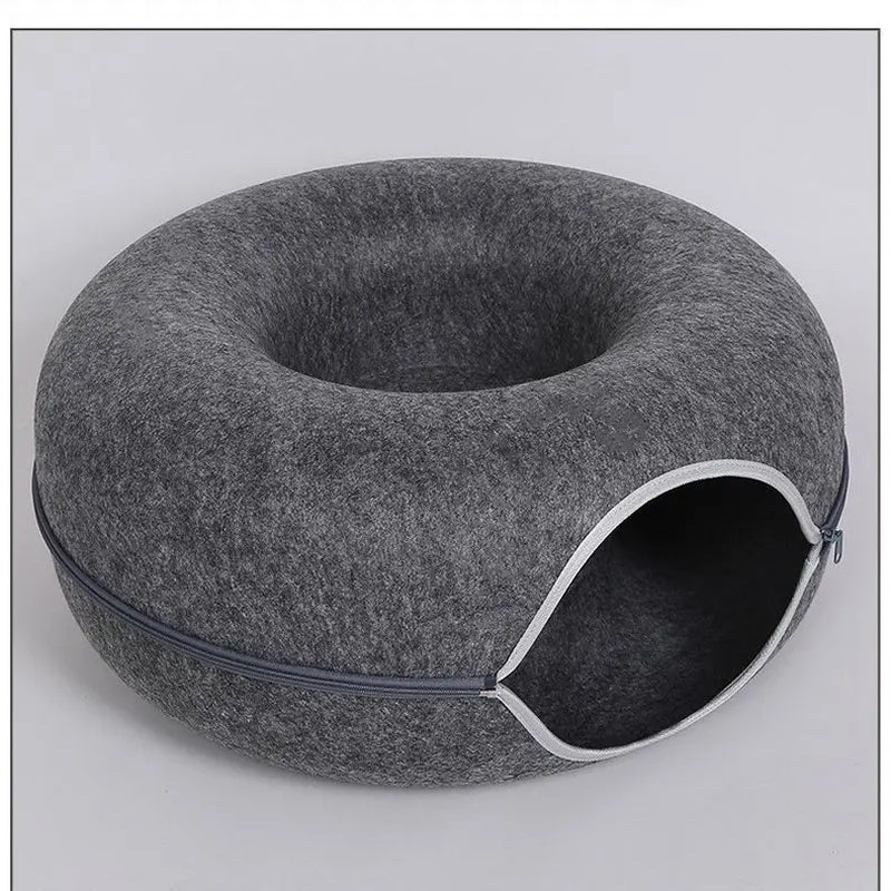 🐾 Interactive Donut Cat Bed with Tunnel – Playful & Cozy Hideout for Cats