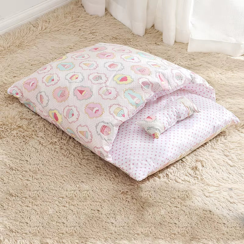 🐾 Removable Winter Warm Pet Bed – 2-in-1 Sleeping Bag, Sofa Mat & Kennel Cushion for Dogs & Cats