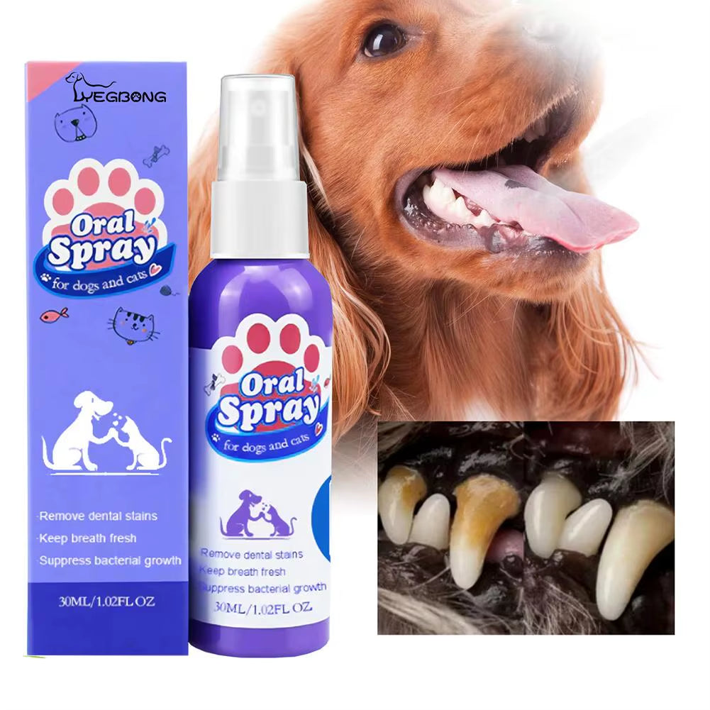 🐾 Pet Oral Spray – 30ml Bad Breath & Plaque Remover for Dogs & Cats