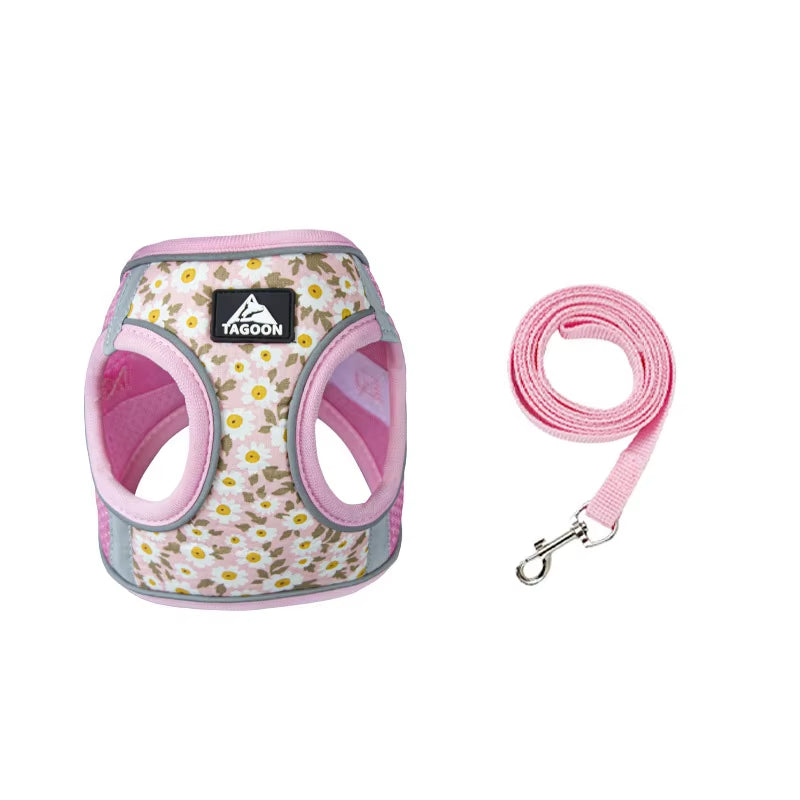 🐾 Breathable Mesh Cat & Dog Harness with Leash – Comfortable & Secure for Small Petsg