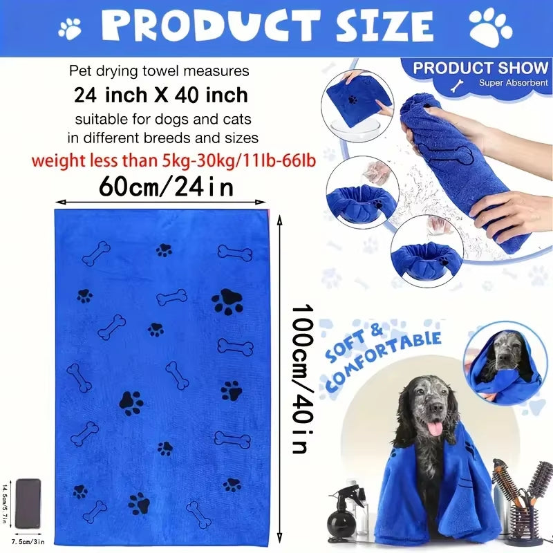 🐾 Quick-Drying Microfiber Pet Towel – Super Absorbent Bath & Grooming Towel for Dogs & Cats
