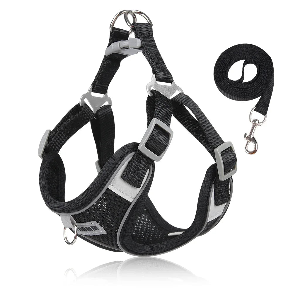 Reflective Dog Harness & Leash Set – Comfortable, Secure & Stylish for Small to Medium Pets 🐶🐾 Chest Strap Vest for Safe Outdoor Walks