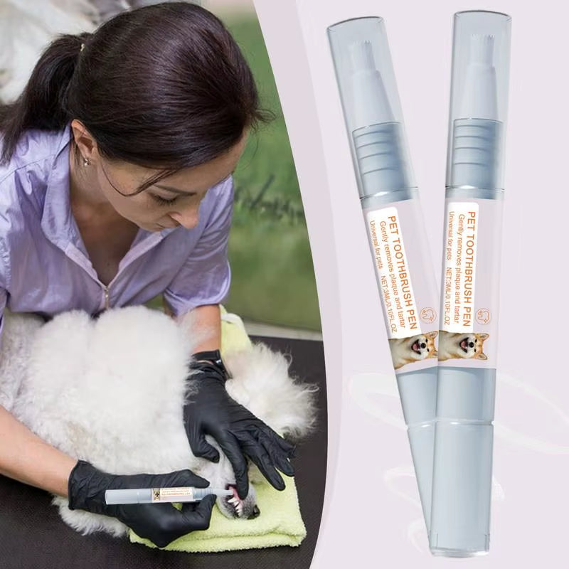 🐾 Pet Toothbrush Pen – 2-Piece Soft Bristle Dental Cleaning Tool for Dogs & Cats