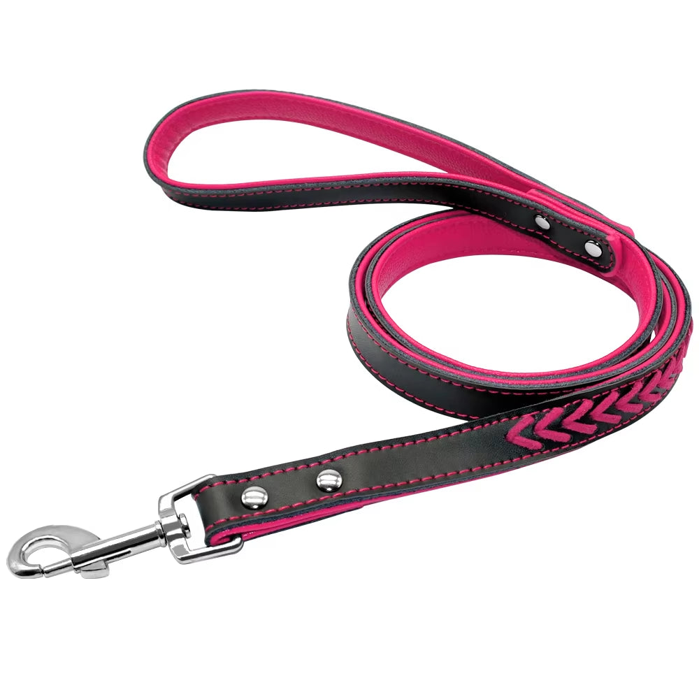 🐾 Personalized Engraved Leather Dog Collar – Custom Nameplate ID Tag for Small & Medium Pets