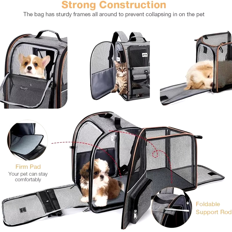 Luxury Expandable Pet Backpack - Stylish & Breathable Carrier for Cats & Small Dogs 🎒🐾
