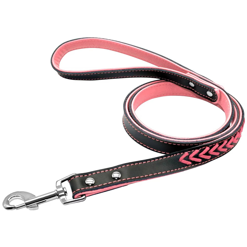 🐾 Personalized Engraved Leather Dog Collar – Custom Nameplate ID Tag for Small & Medium Pets