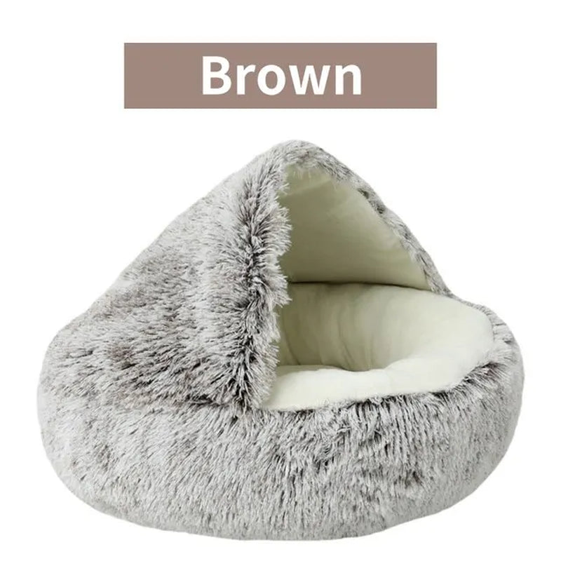 🐾 Luxury Soft Plush Round Pet Bed – 2-in-1 Cozy Nest with Removable Cover for Cats & Small Dogs