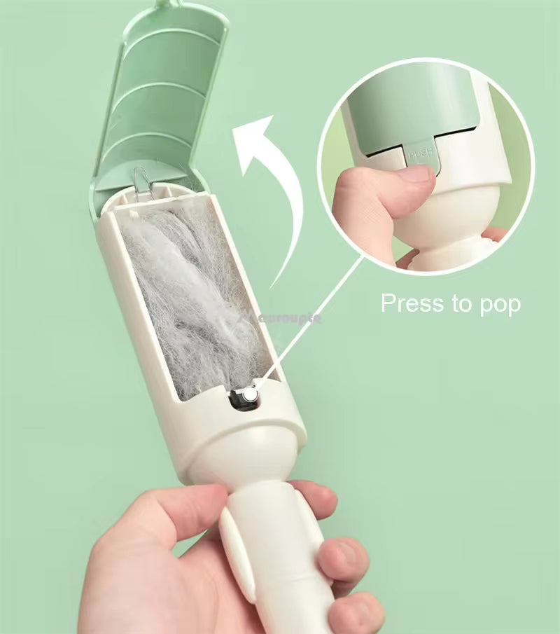 Electrostatic Pet Grooming Brush with Self-Cleaning Lint Roller – The Ultimate Solution for Pet Hair Removal! 🐾