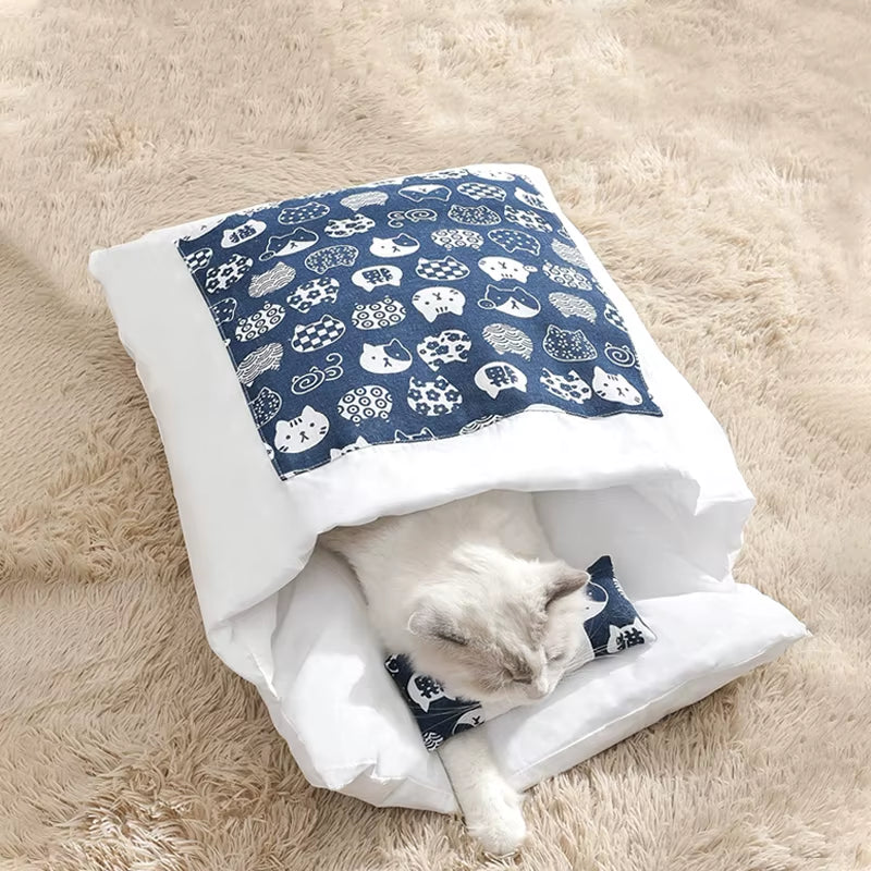 🐾 Removable Winter Warm Pet Bed – 2-in-1 Sleeping Bag, Sofa Mat & Kennel Cushion for Dogs & Cats