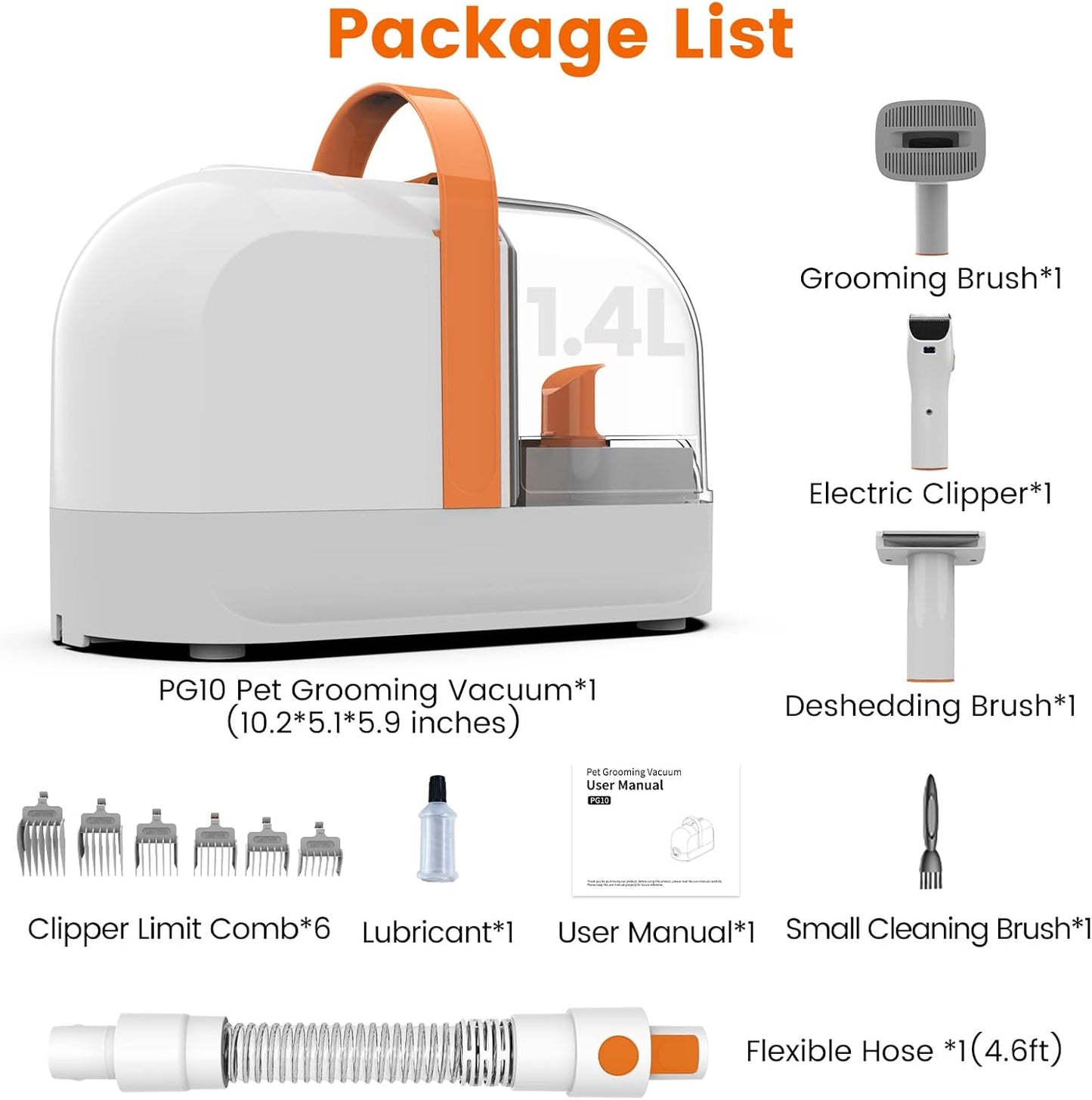 Dog Grooming Vacuum & Shedding Kit – 12,000Pa Powerful Pet Hair Suction & Clippers