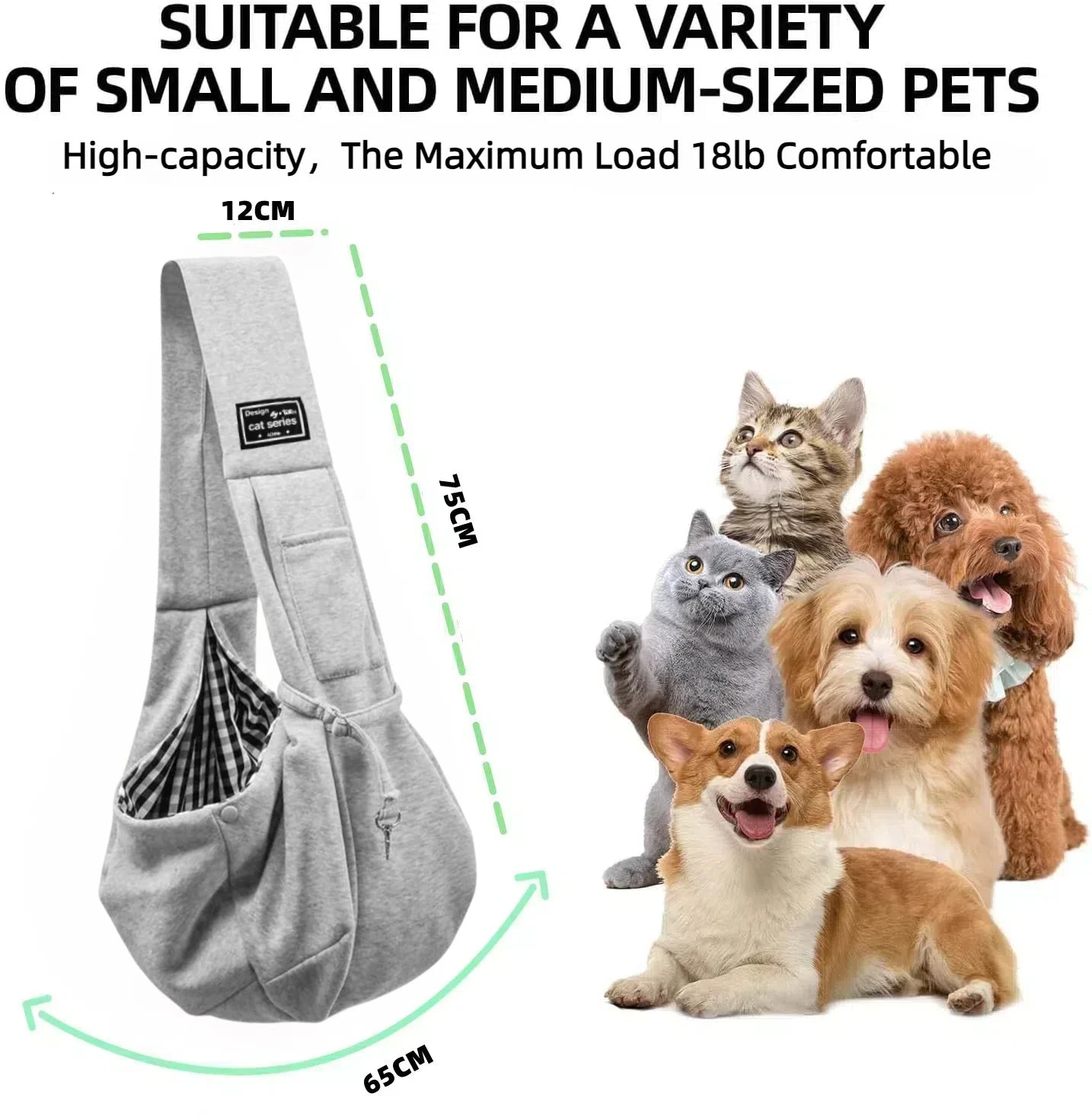 🐾 Cotton Comfortable Pet Sling Bag – Crossbody Shoulder Carrier for Small Dogs & Cats