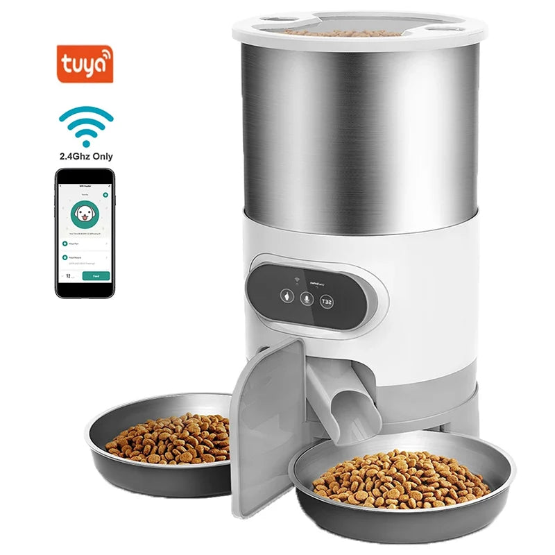 🐾 Smart Cat Feeder with APP Control – Automatic Double Meal Dispenser for Cats & Dogs