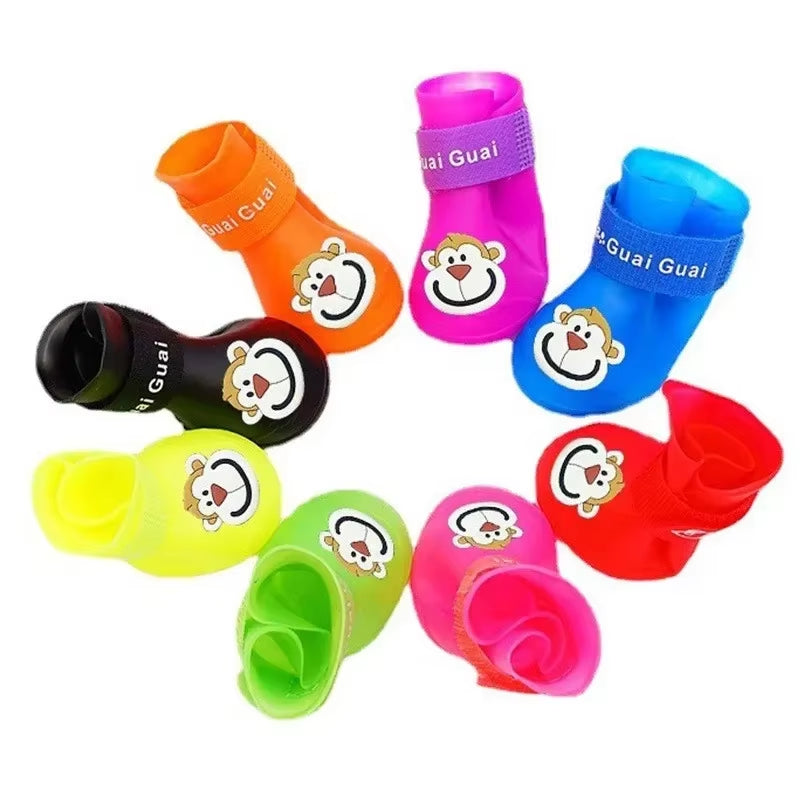 🐾 Cute Cartoon Rain Boots for Pets – Waterproof Paw Protection for Dogs & Cats