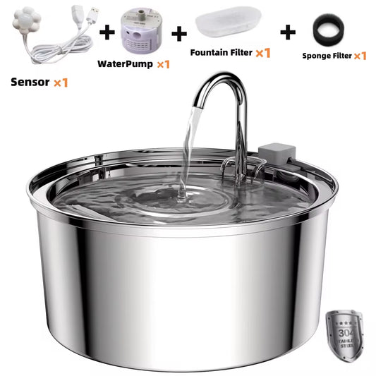 Intelligent Stainless Steel Automatic Cat Water Fountain – 3.2L Ultra-Quiet Hydration System for Cats & Dogs 🐾💦