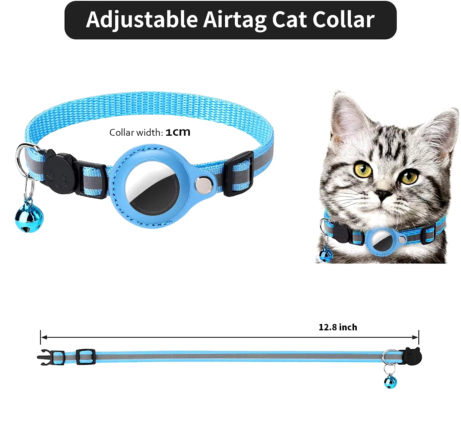 🐾 Breakaway Reflective Cat Collar with AirTag Holder – Keep Your Feline Safe & Easy to Track!