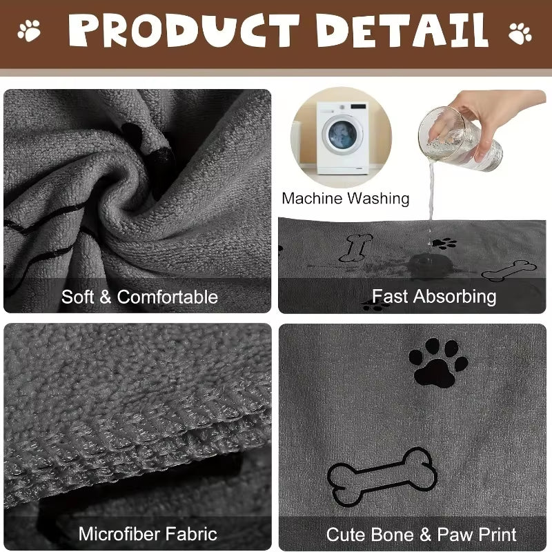 🐾 Quick-Drying Microfiber Pet Towel – Super Absorbent Bath & Grooming Towel for Dogs & Cats