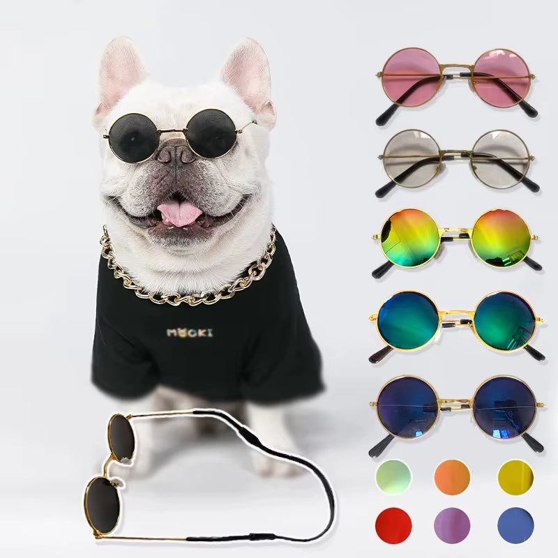 🐾 Vintage Round Cat & Dog Sunglasses – Stylish Reflective Eyewear for Petss