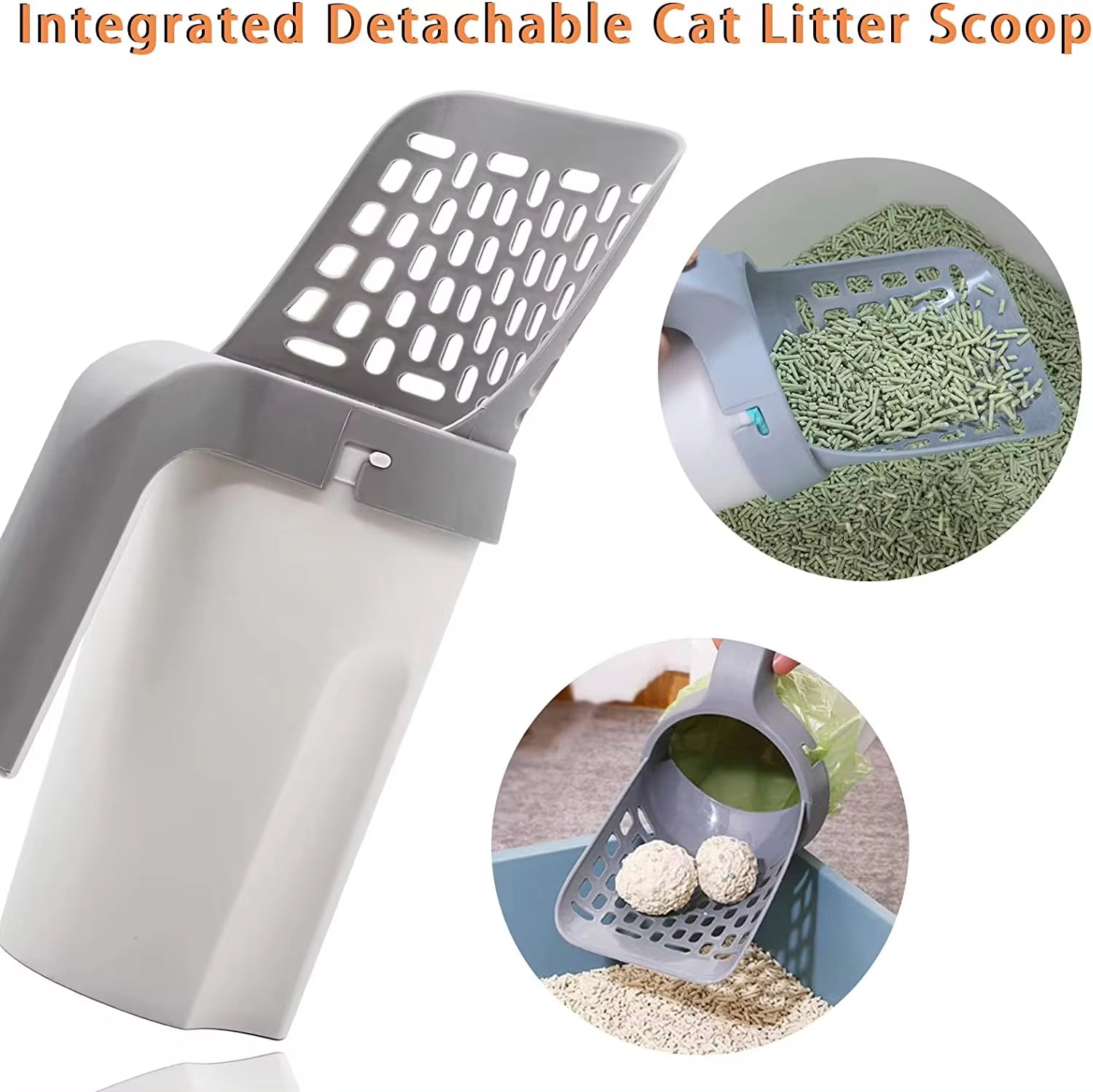 🐾 Cat Litter Scoop with Built-in Waste Bag Holder – Large Capacity, Portable & Easy-to-Clean!