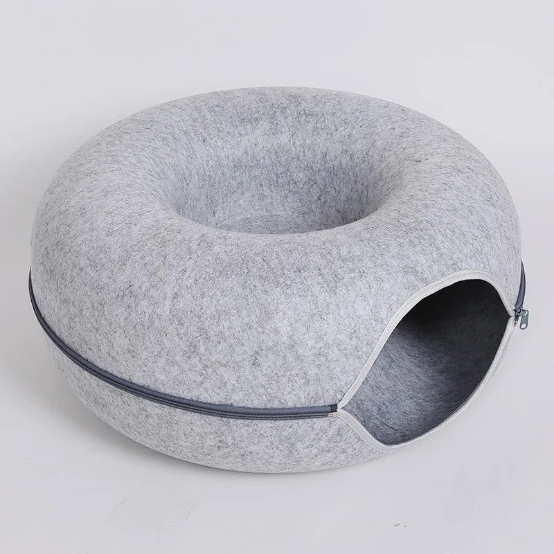 🐾 Interactive Donut Cat Bed with Tunnel – Playful & Cozy Hideout for Cats