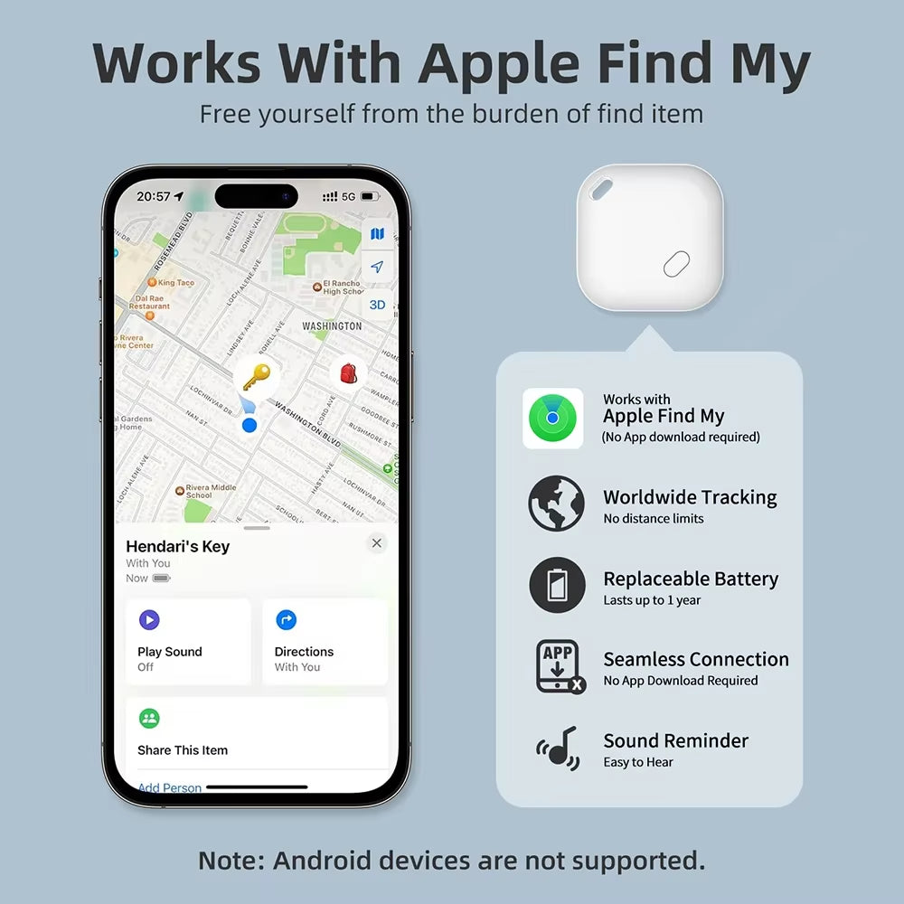 Mini Smart Bluetooth Tracker for Apple Find My – Lost Item Locator for Pets, Keys, Wallets & More 📍🔍