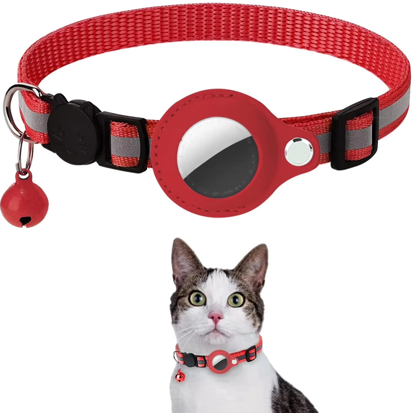 🐾 Breakaway Reflective Cat Collar with AirTag Holder – Keep Your Feline Safe & Easy to Track!