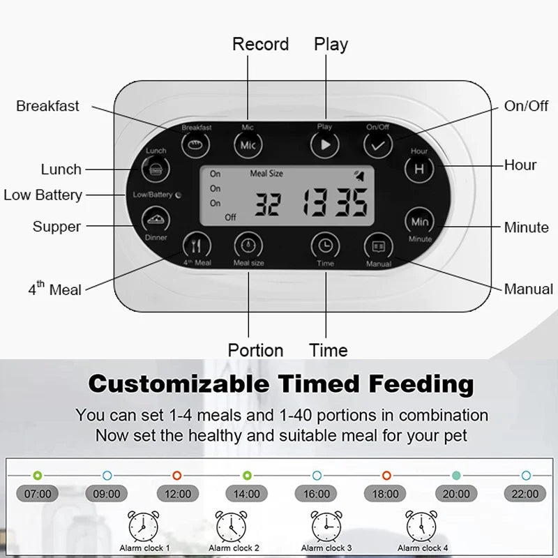 🐾 Smart Cat Feeder with APP Control – Automatic Double Meal Dispenser for Cats & Dogs