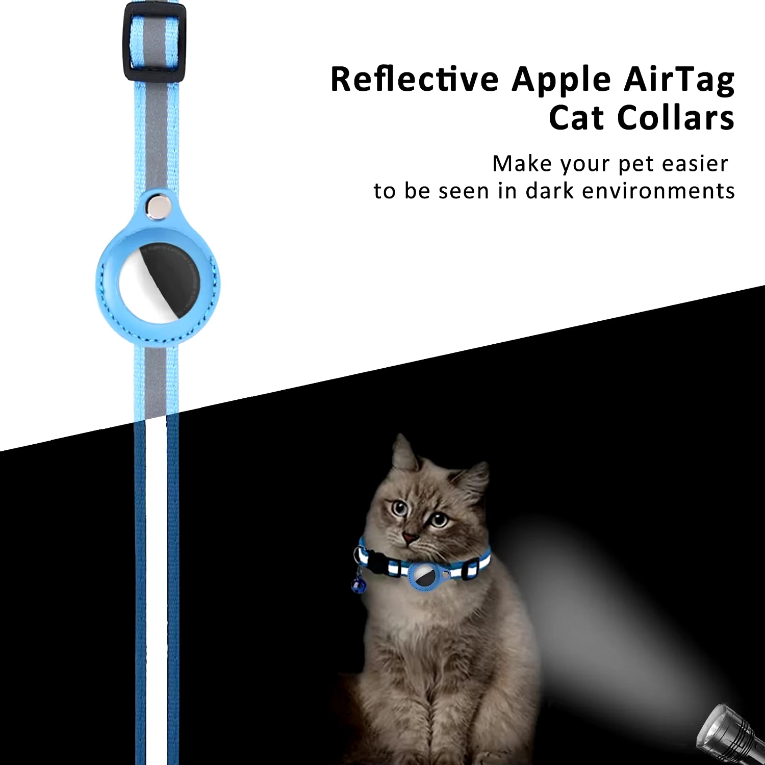 🐾 Breakaway Reflective Cat Collar with AirTag Holder – Keep Your Feline Safe & Easy to Track!