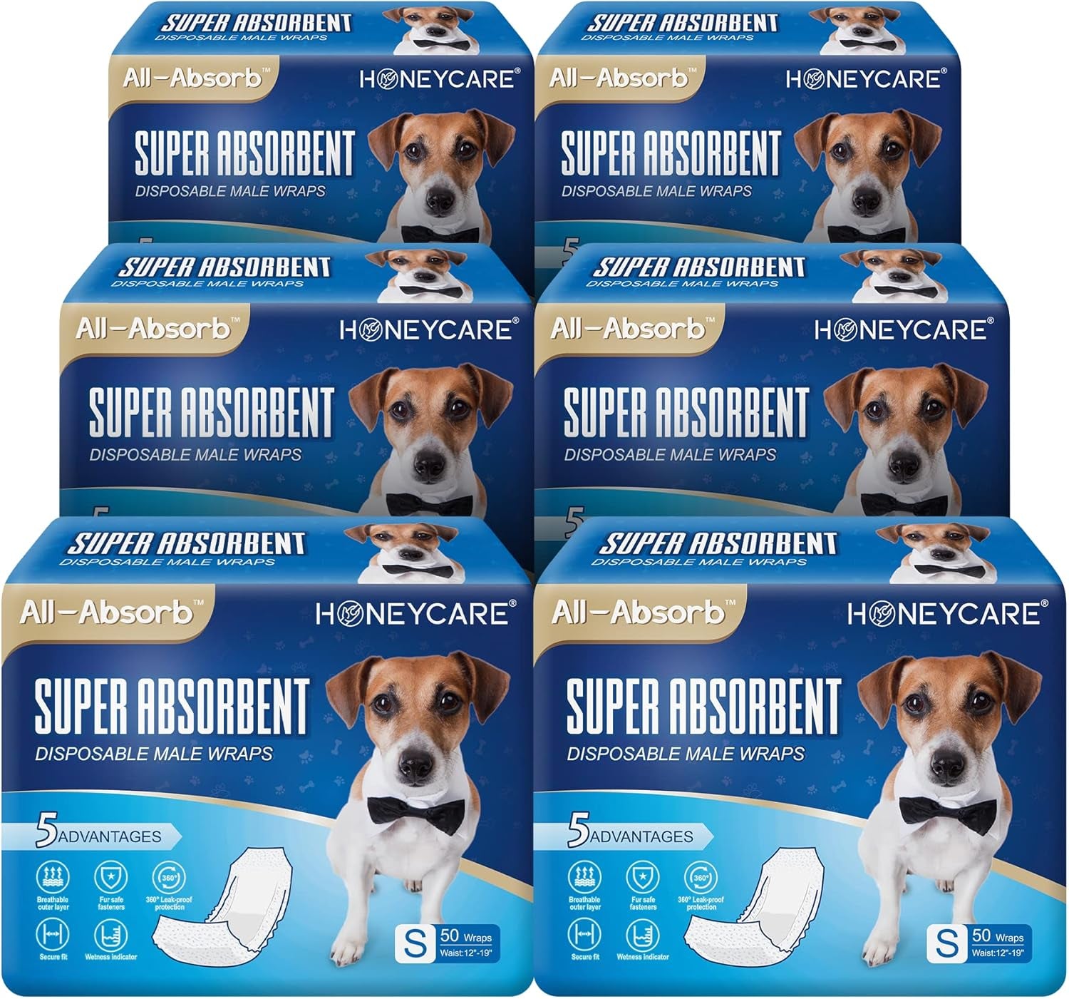 All-Absorb A26 Male Dog Wraps – 50 Count (Small)