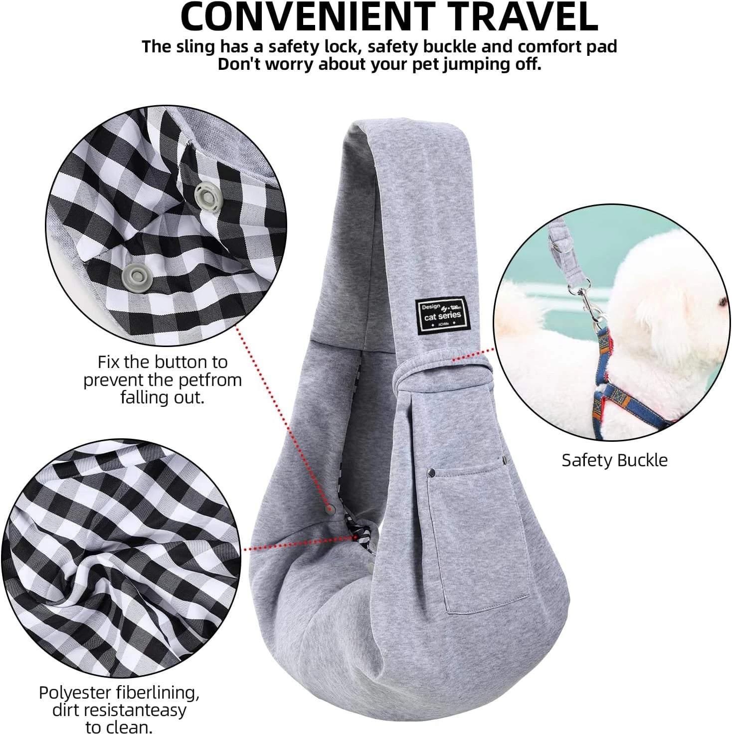 🐾 Cotton Comfortable Pet Sling Bag – Crossbody Shoulder Carrier for Small Dogs & Cats
