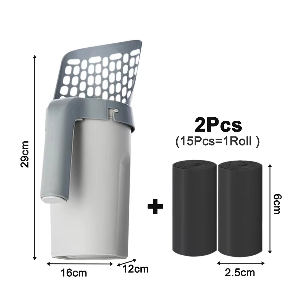 🐾 Cat Litter Scoop with Built-in Waste Bag Holder – Large Capacity, Portable & Easy-to-Clean!