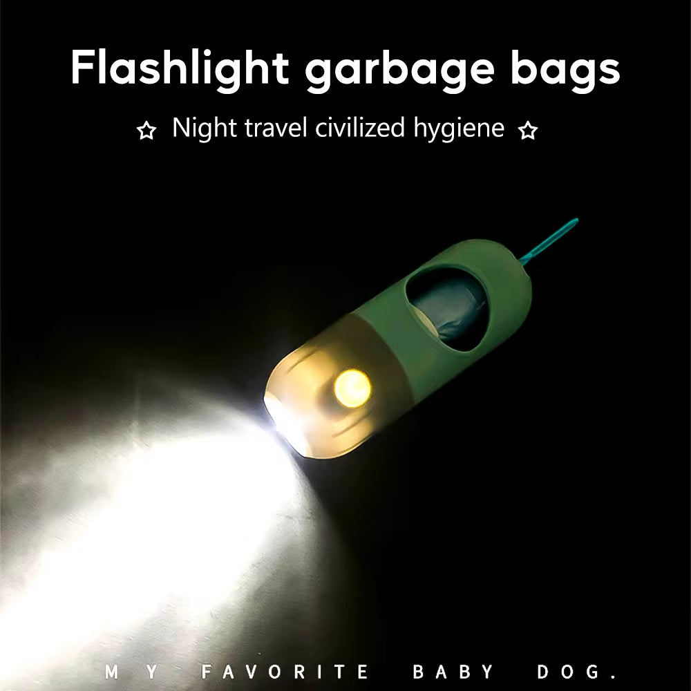 LED Light Dog Poop Bag Dispenser – Portable, Degradable Waste Bags for Easy Cleanup