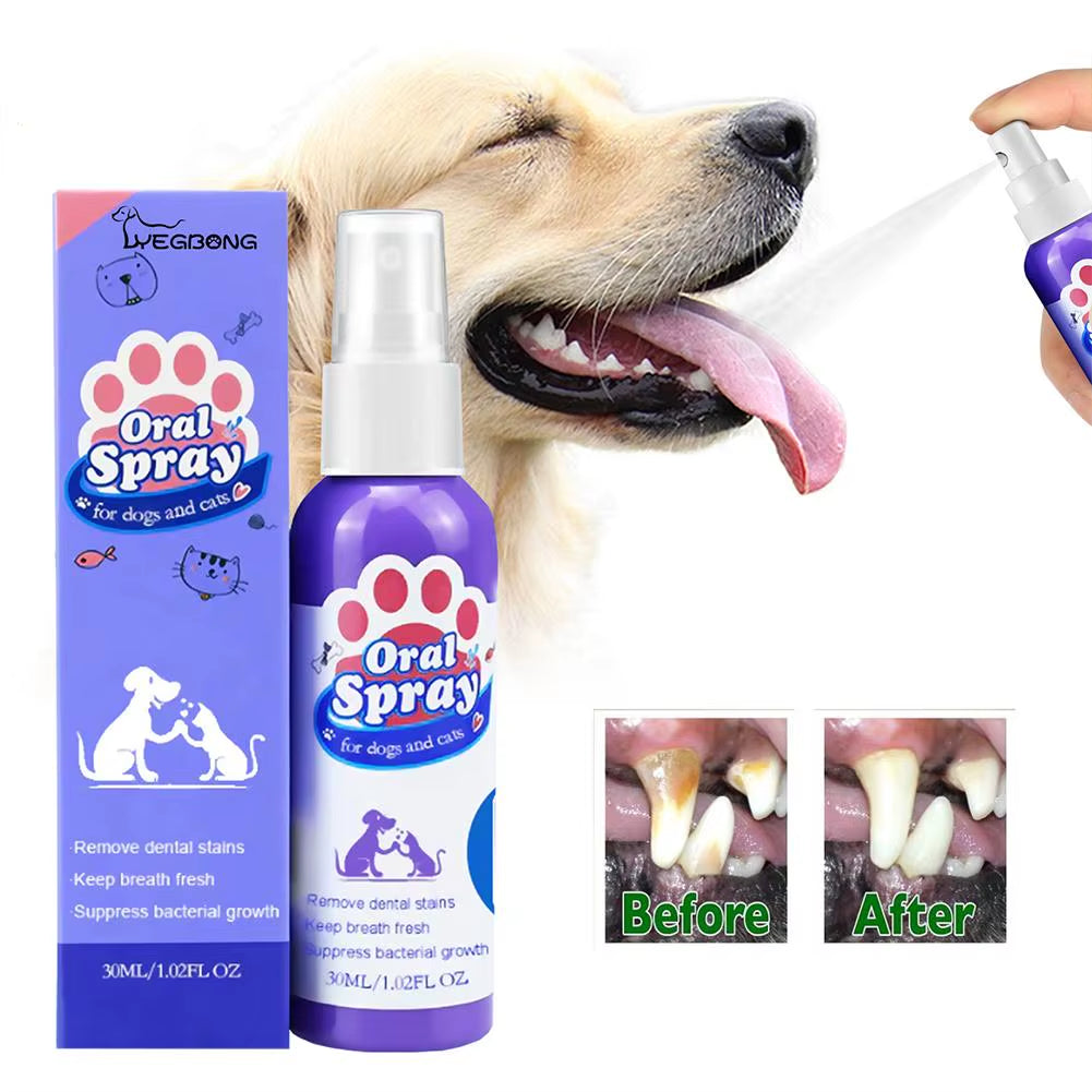 🐾 Pet Oral Spray – 30ml Bad Breath & Plaque Remover for Dogs & Cats