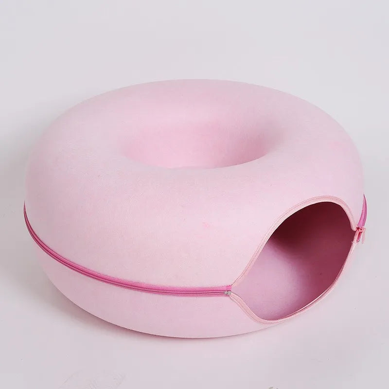 🐾 Interactive Donut Cat Bed with Tunnel – Playful & Cozy Hideout for Cats