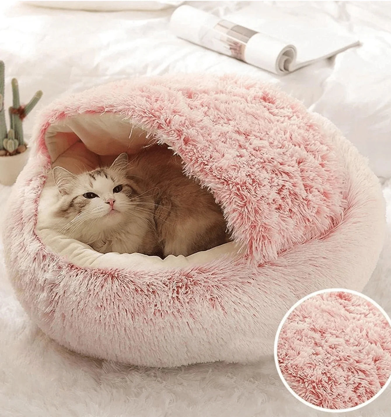 🐾 Luxury Soft Plush Round Pet Bed – 2-in-1 Cozy Nest with Removable Cover for Cats & Small Dogs
