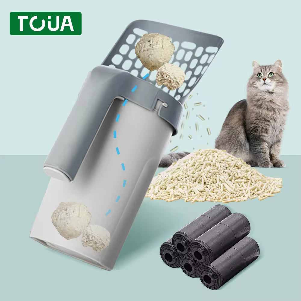 🐾 Cat Litter Scoop with Built-in Waste Bag Holder – Large Capacity, Portable & Easy-to-Clean!
