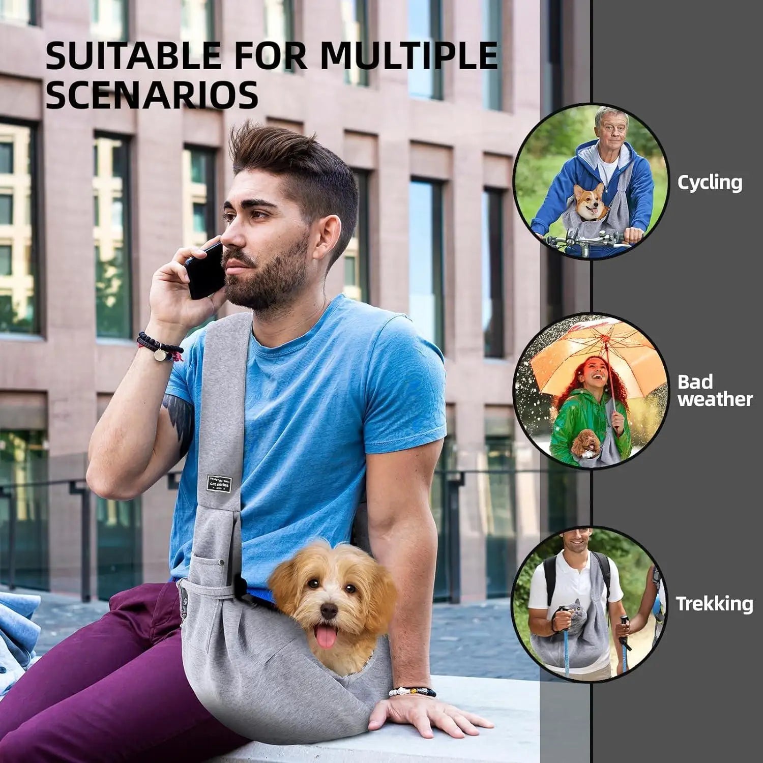 🐾 Cotton Comfortable Pet Sling Bag – Crossbody Shoulder Carrier for Small Dogs & Cats