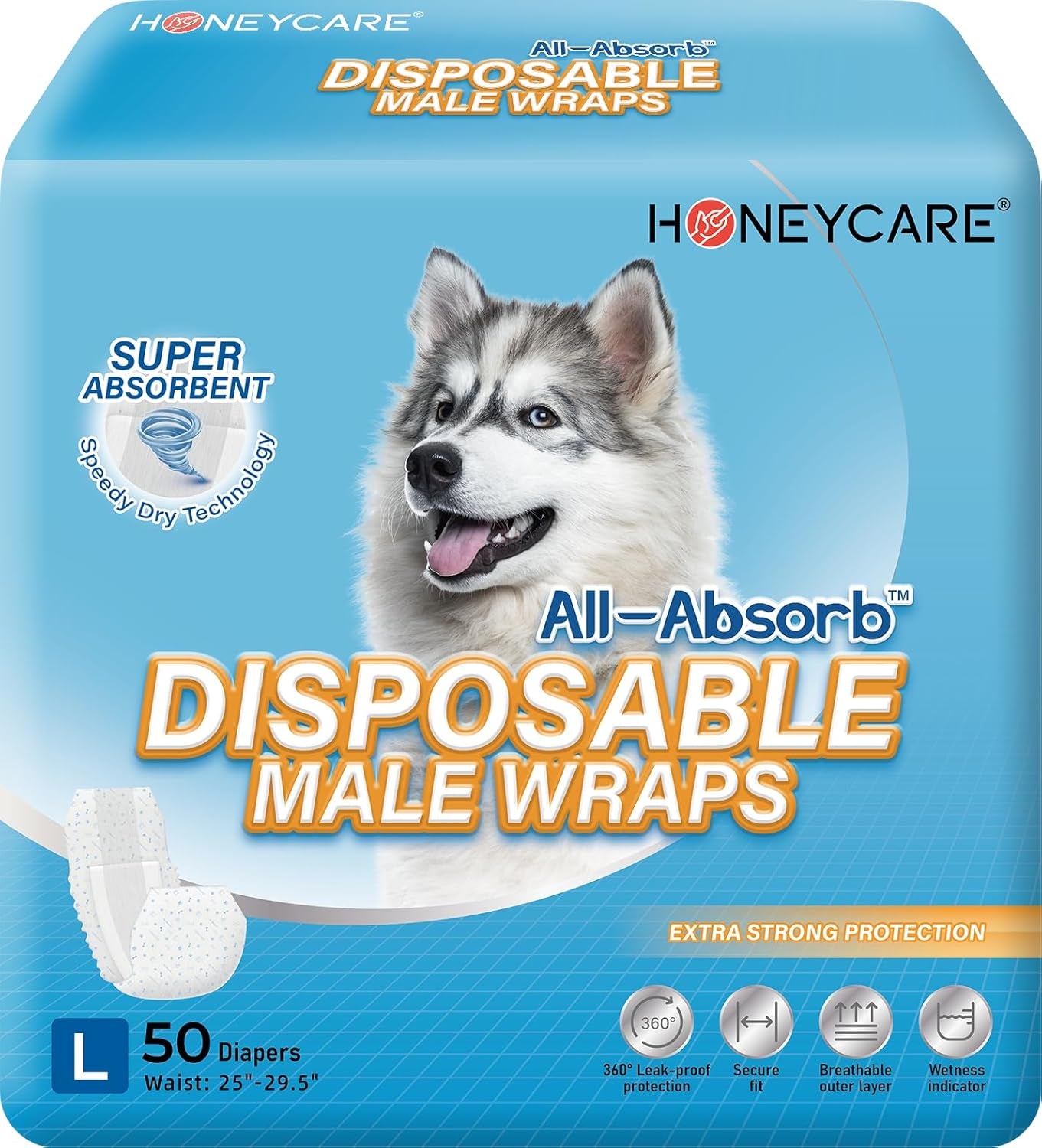 All-Absorb A26 Male Dog Wraps – 50 Count (Small)