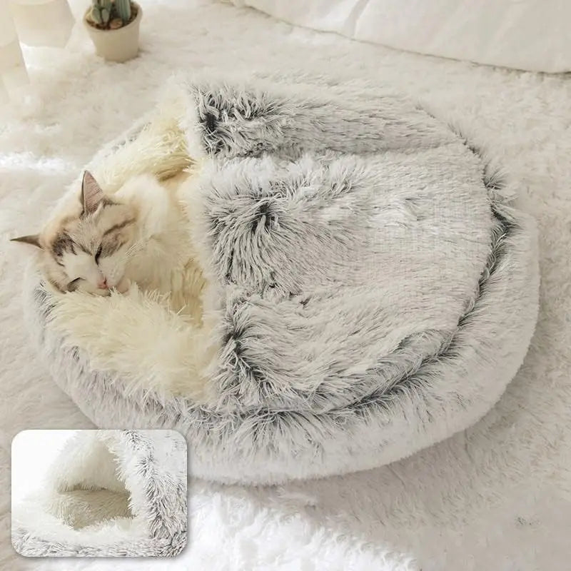 🐾 Luxury Soft Plush Round Pet Bed – 2-in-1 Cozy Nest with Removable Cover for Cats & Small Dogs