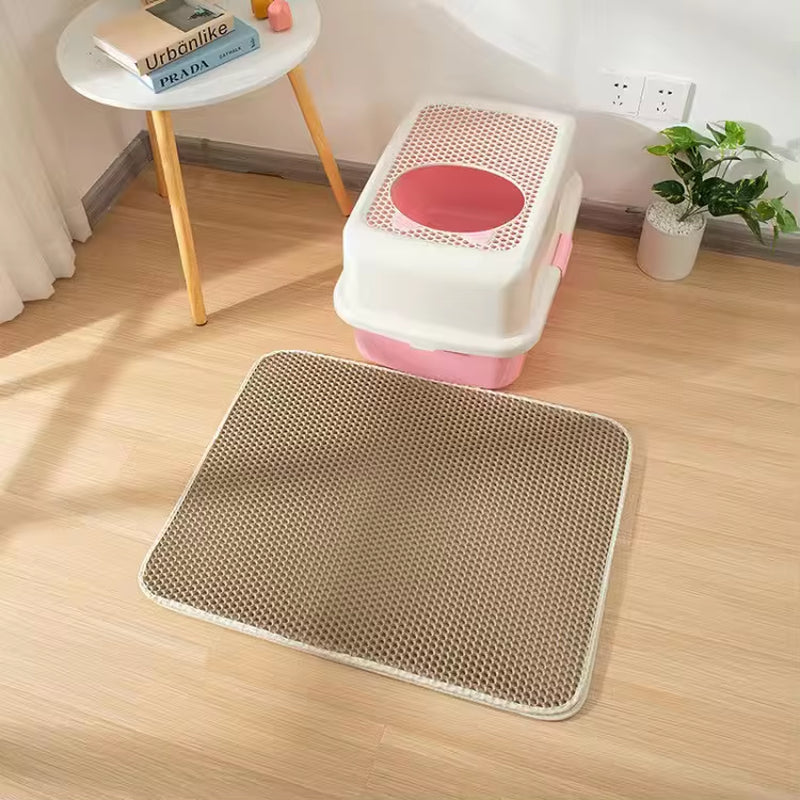🐾 Double-Layer Waterproof Cat Litter Mat – Keep Your Home Clean & Litter-Free!
