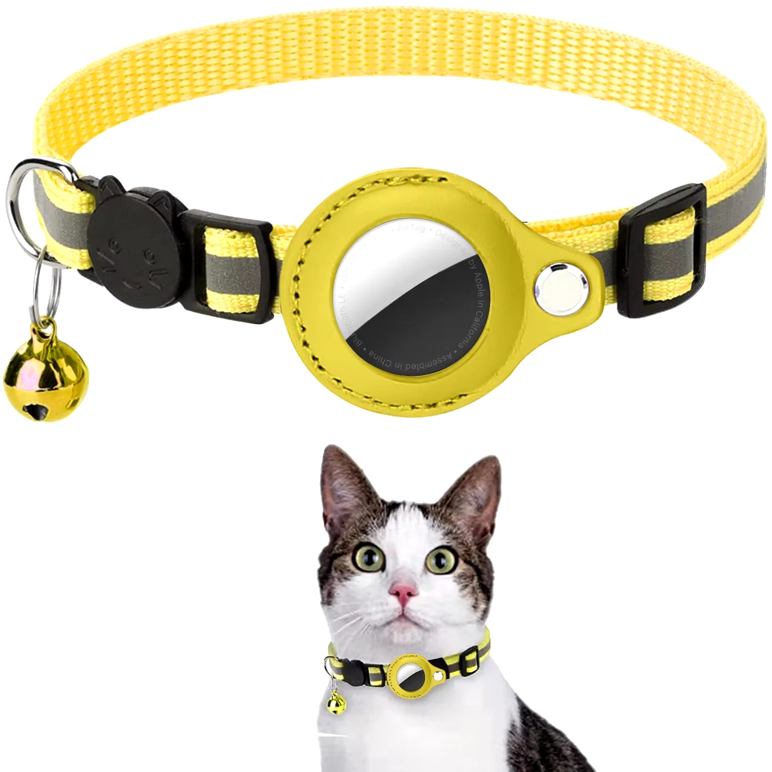 🐾 Breakaway Reflective Cat Collar with AirTag Holder – Keep Your Feline Safe & Easy to Track!