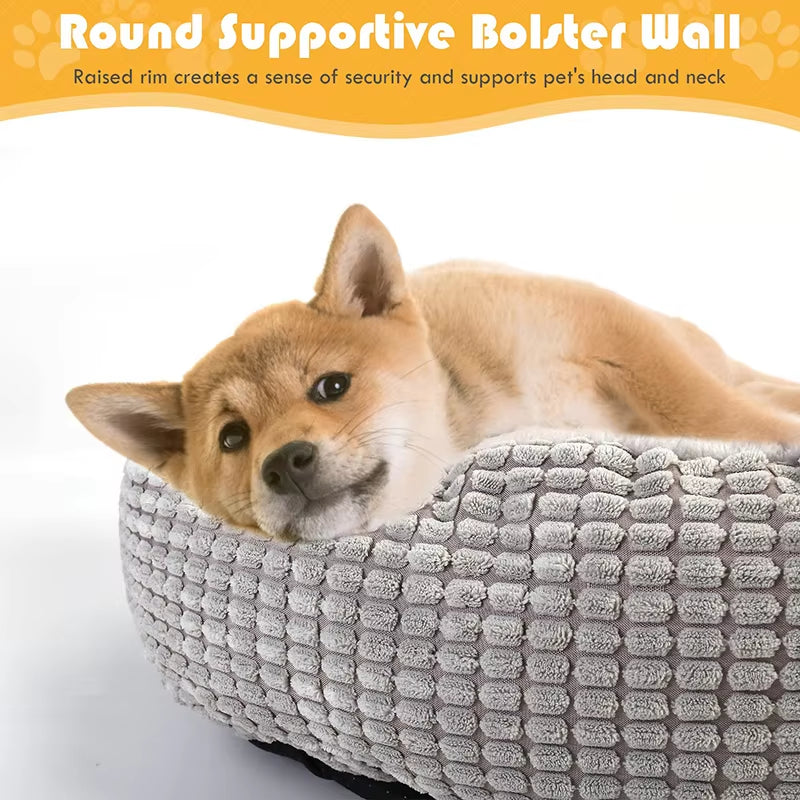 Premium Orthopedic Hooded Dog Bed - Fluffy Round Donut Cuddler for Anxiety Relief, Washable, Soft, and Nonslip Pet Cave