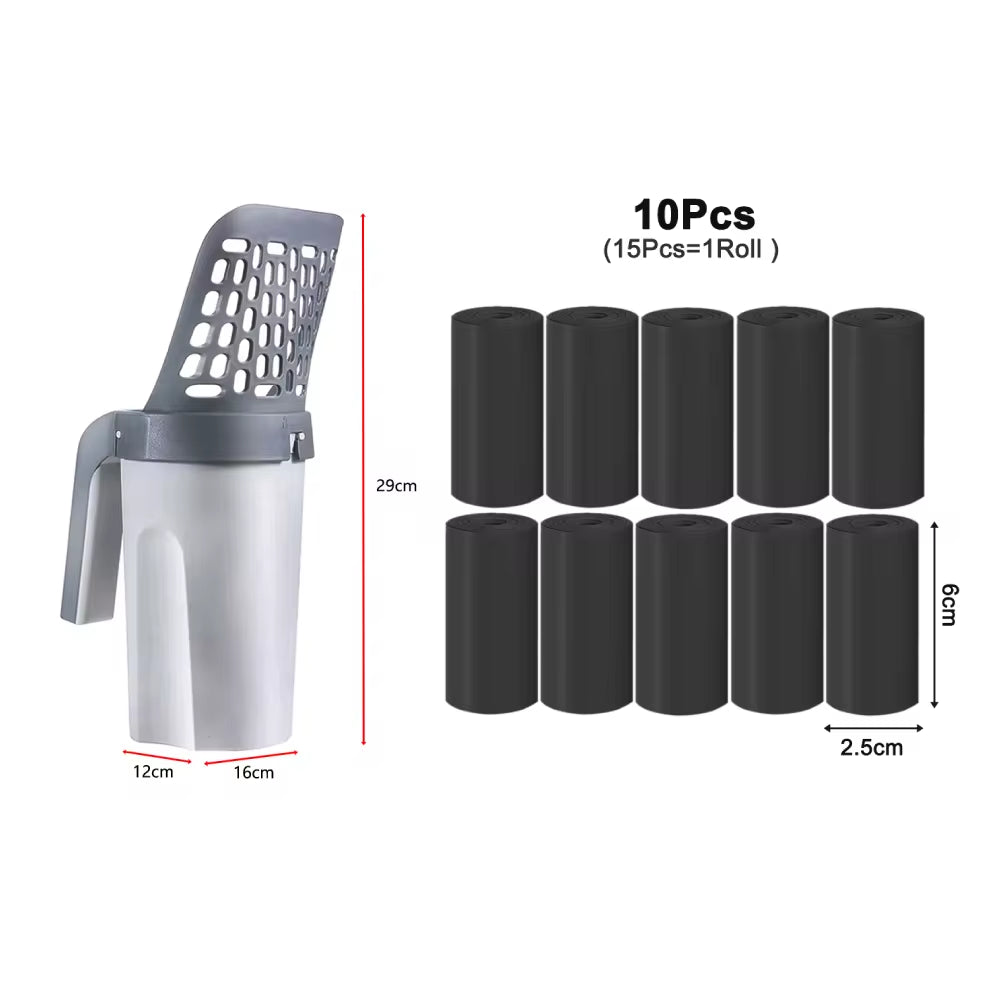 🐾 Cat Litter Scoop with Built-in Waste Bag Holder – Large Capacity, Portable & Easy-to-Clean!