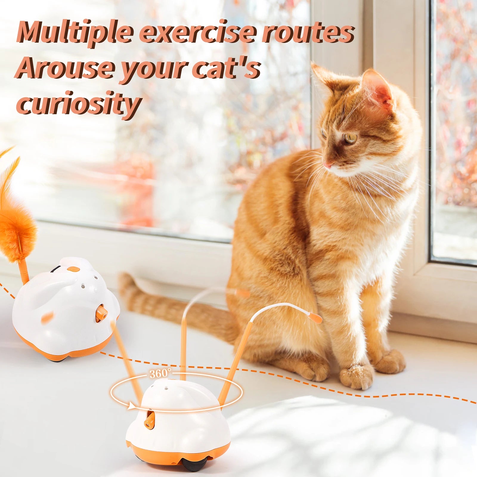 🐾 Interactive Smart Robotic Cat Toy – Automatic Feather Teaser & Self-Playing Sensor Toy