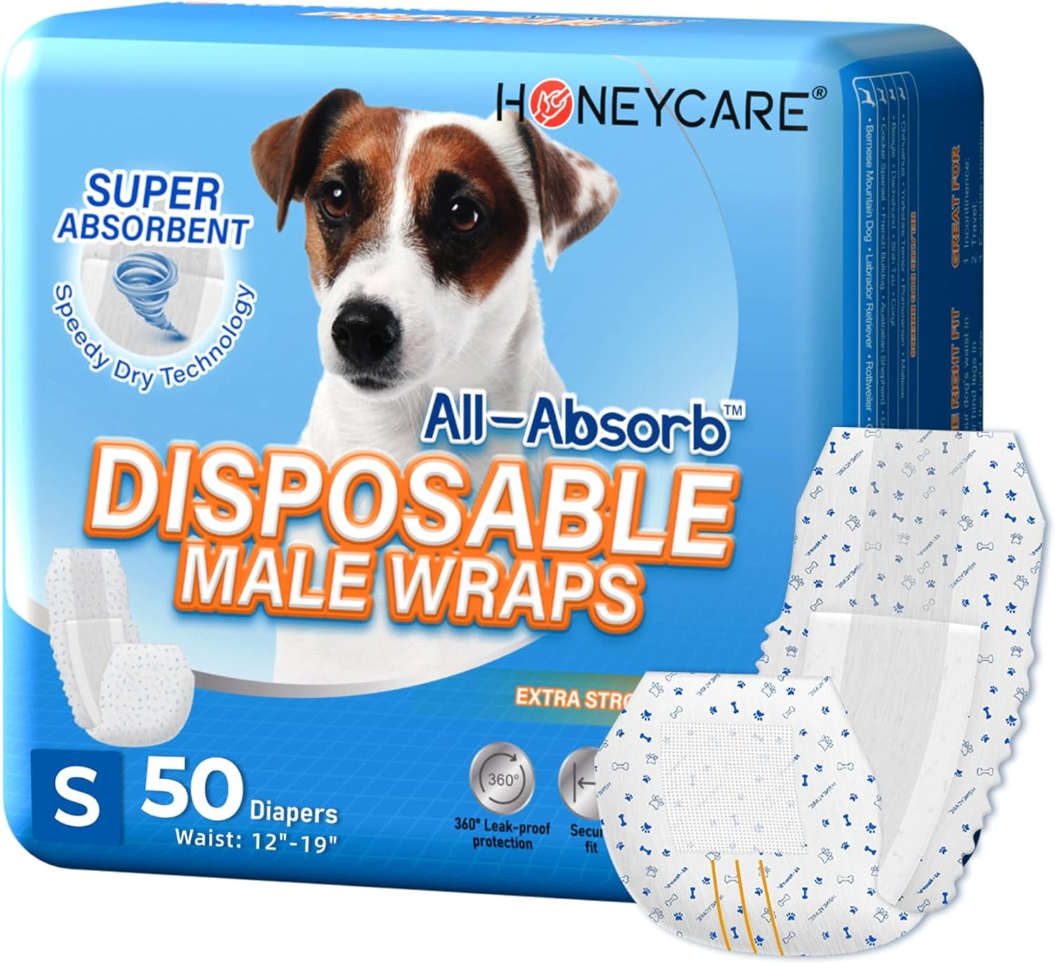 All-Absorb A26 Male Dog Wraps – 50 Count (Small)