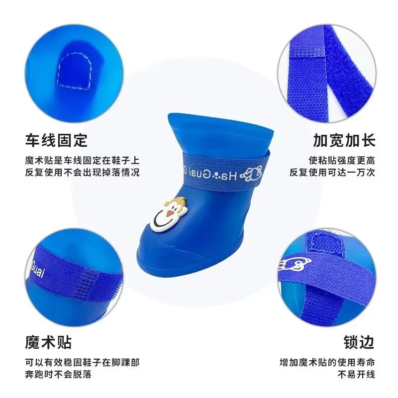 🐾 Cute Cartoon Rain Boots for Pets – Waterproof Paw Protection for Dogs & Cats