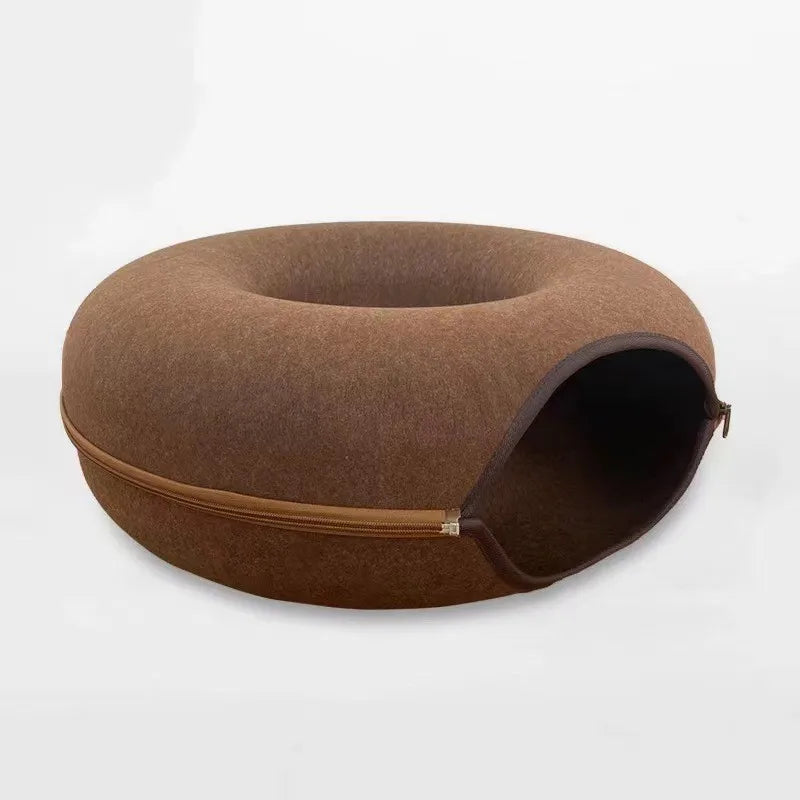 🐾 Interactive Donut Cat Bed with Tunnel – Playful & Cozy Hideout for Cats
