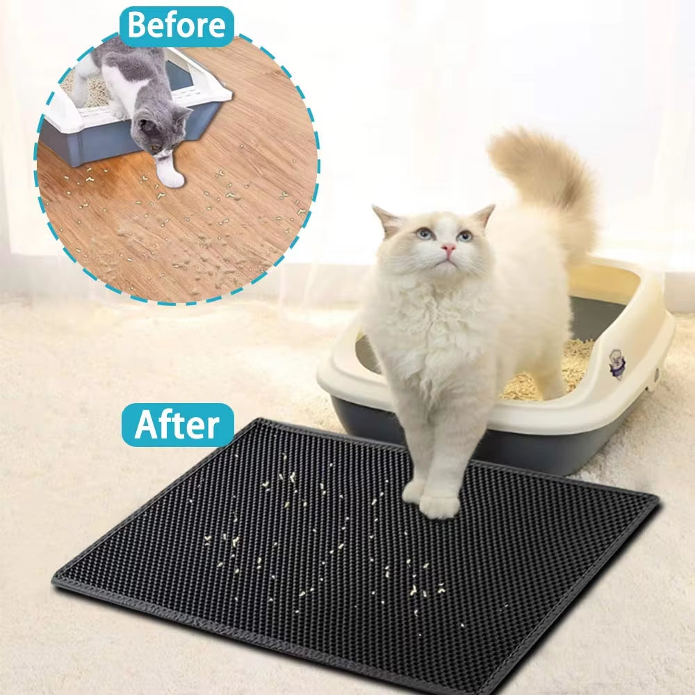 🐾 Double-Layer Waterproof Cat Litter Mat – Keep Your Home Clean & Litter-Free!