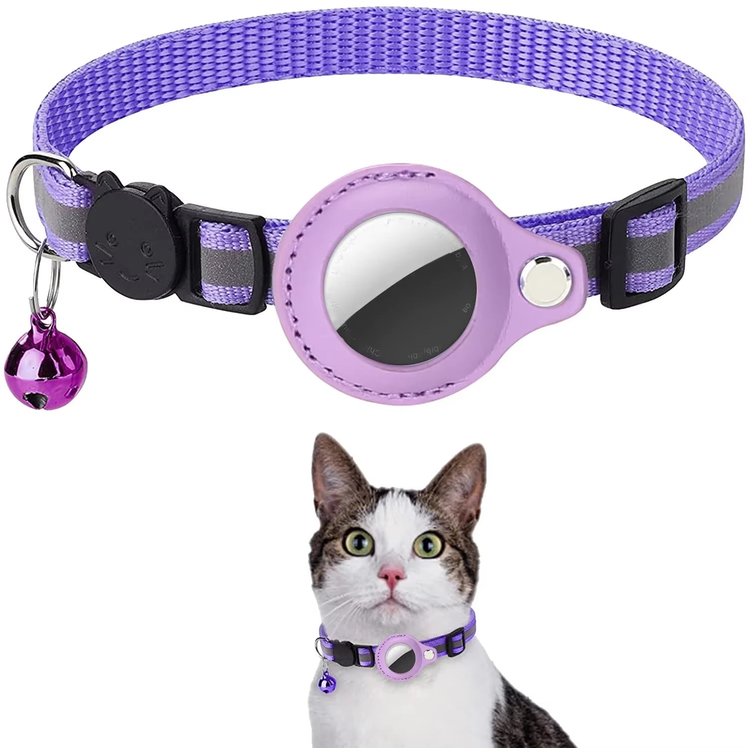 🐾 Breakaway Reflective Cat Collar with AirTag Holder – Keep Your Feline Safe & Easy to Track!